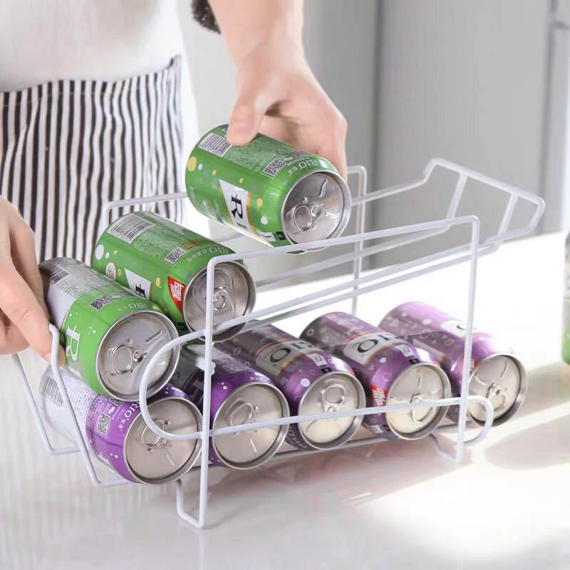 

Desktop Organizer Layer Shelf Can Soda Holder Storage Cans Dispenser Kitchen Refrigerator Cans Beverage Coke Rack Double Beer