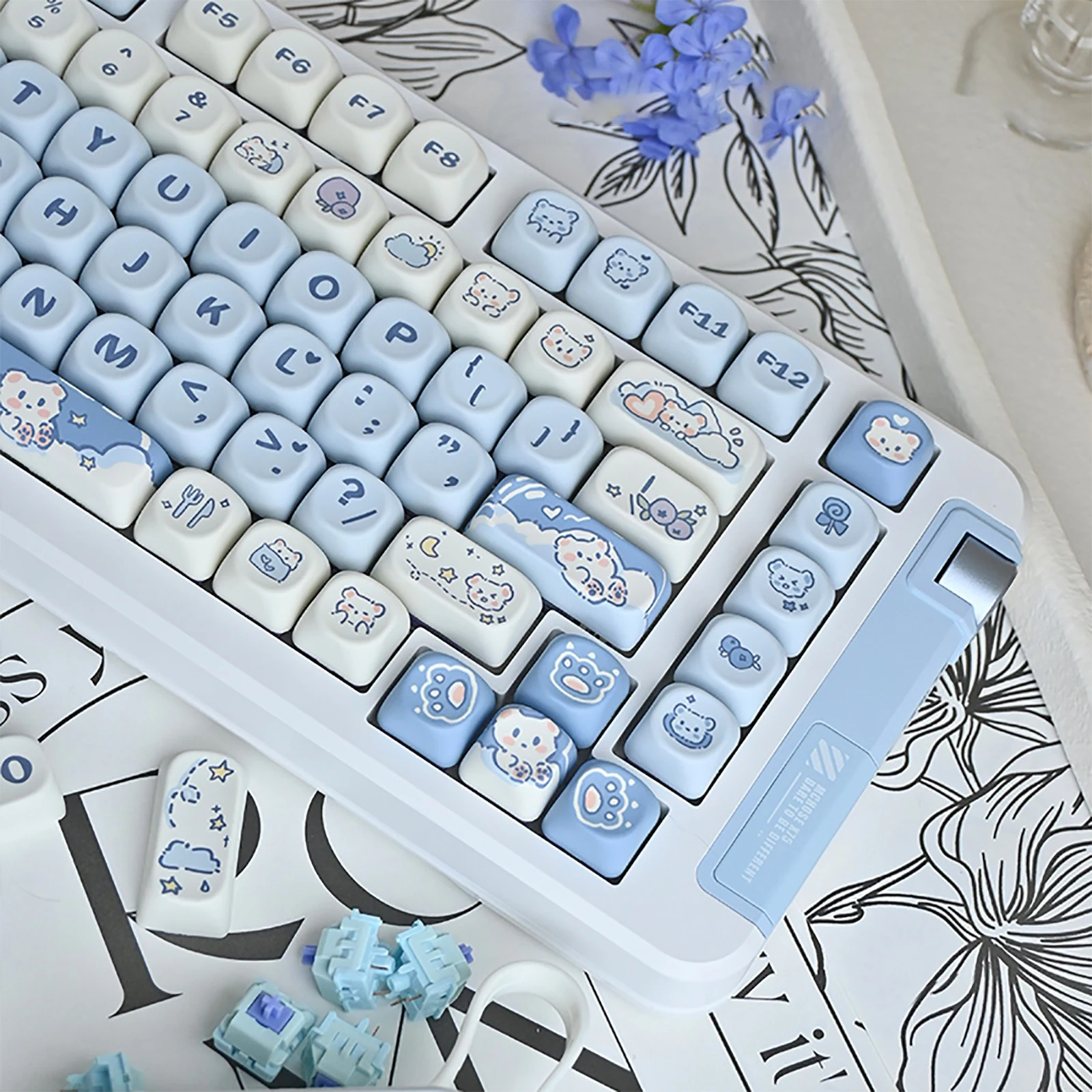 Фото Колпачки для клавиш с рисунком панды, аниме PBT MOA Profile, колпачки для клавиш Cherry Mx Switch, механическая клавиатура, колпачки для клавиш, аксессуары на заказ №3
