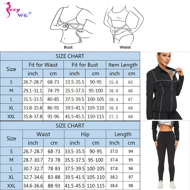 SEXYWG Workout Sauna Suits Yoga Set Waist Trainer Tops + Sweat Pants Women Slimming Body Shaper Fat Burn Set Fitness Weight Loss