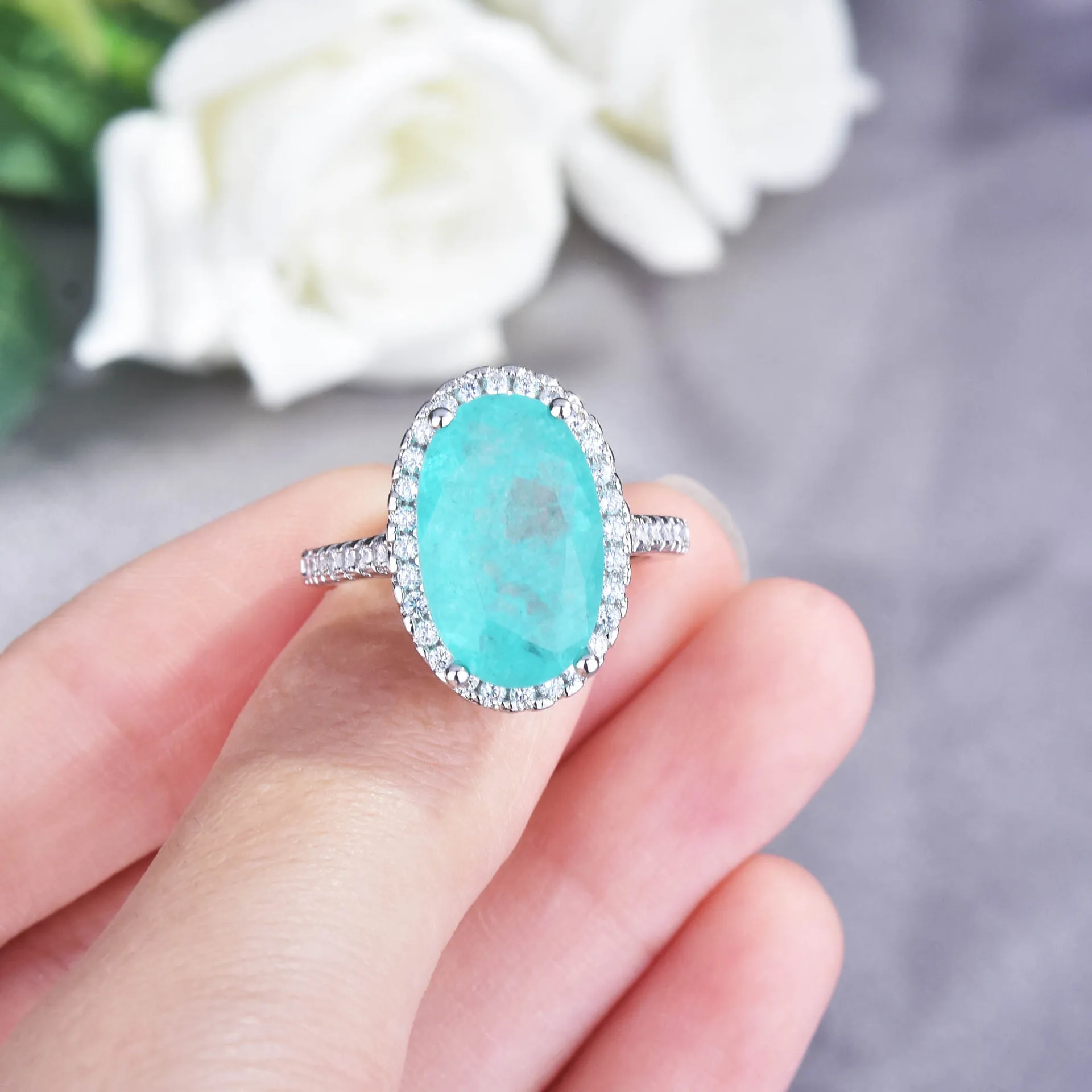 

DIWENFU искусственное серебряное мужское кольцо для женщин, голубой сапфир, кольца из драгоценных камней, бижутерия, Овальные свадебные кольца...