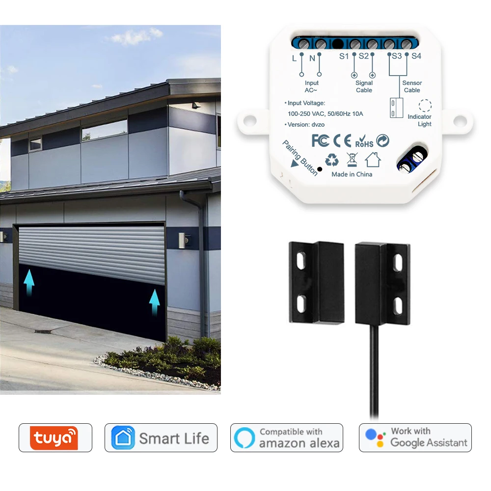 INTERRUPTORES  Loratap Tuya Vida Inteligente Porta da Garagem Sensores Abridor Controlador Interruptor wi fi Alexa Abertura Casa Controle Remoto Contato Portal de Voz