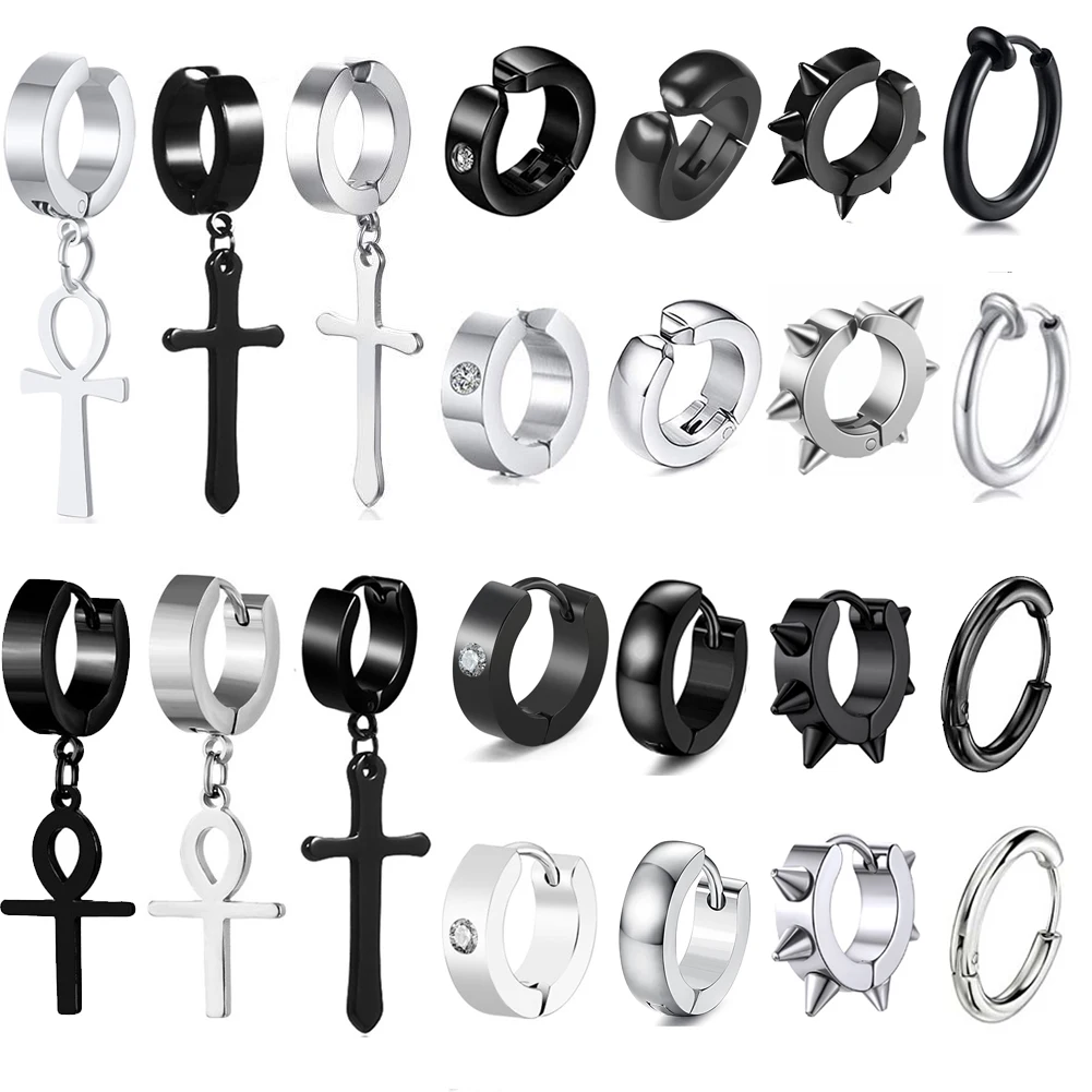 Серьги-гвоздики унисекс без пирсинга винтажные Клипсы из нержавеющей стали