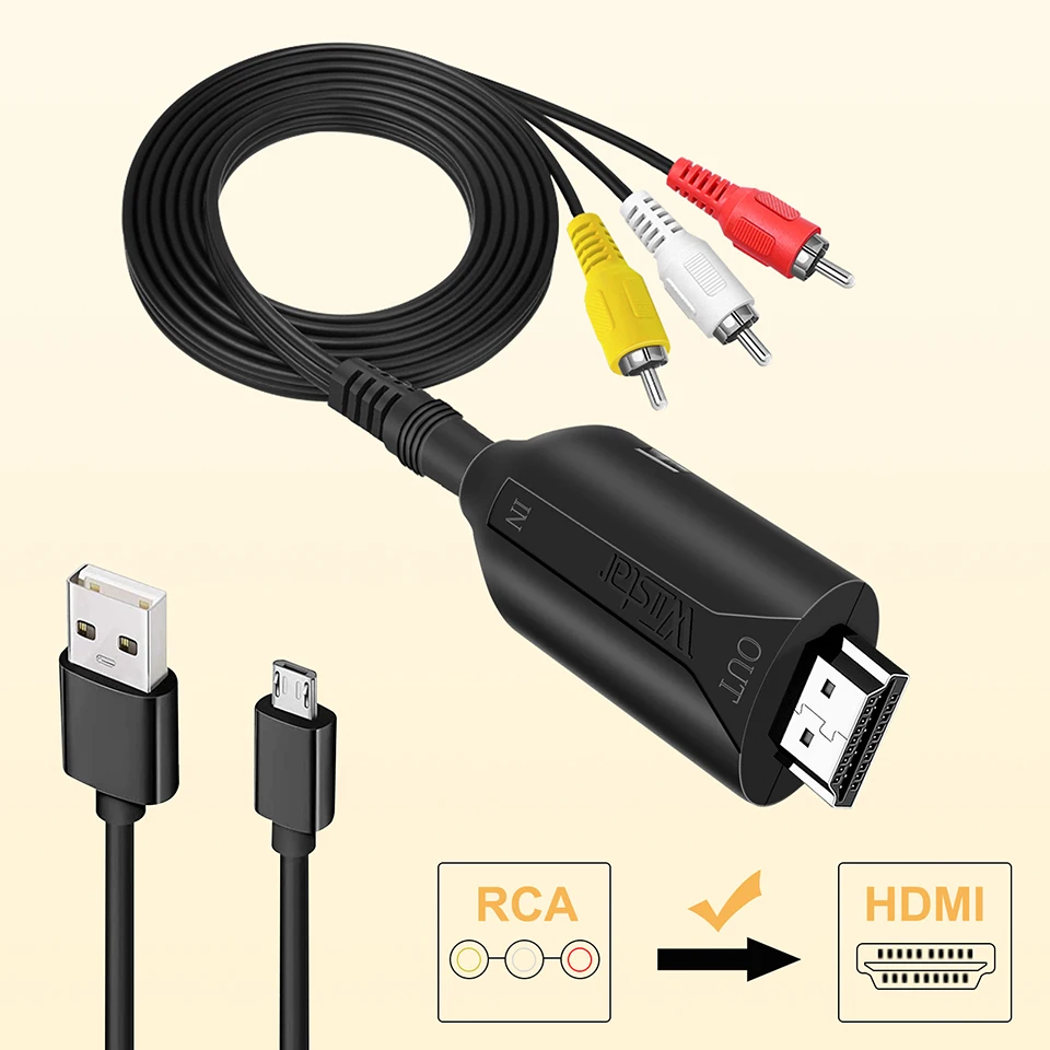Видеоадаптер RCA AV-HDMI преобразователь адаптер AV CVBS L/R К HDMI видео 1080P AV2HD новое