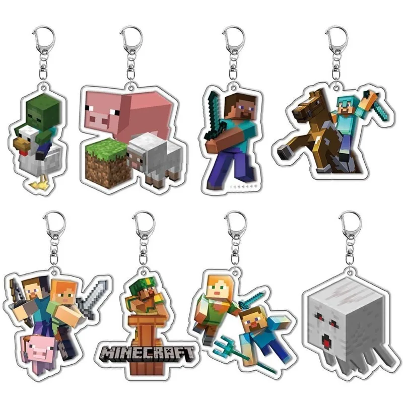 Брелок для ключей Minecraft аниме-игровой брелок с мультяшным акриловым кулоном