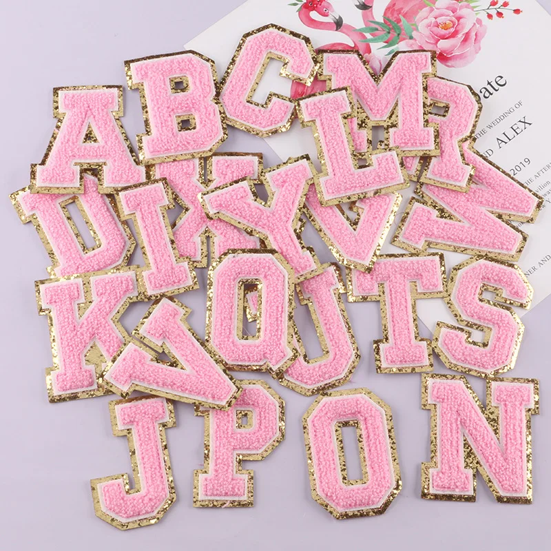 

Clothing Thermoadhesive Patches A-Z Letter Z Sticker Iron on Chenille English Letters Patches on Clothes Badge Textile Sticker