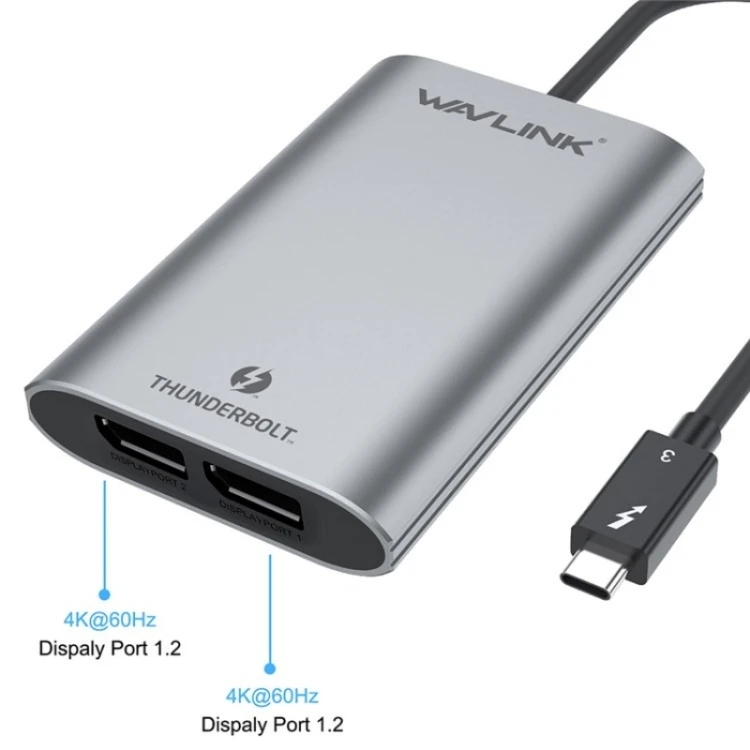 Адаптер WAVLINK для двух дисплеев с поддержкой 4K / 60 Гц