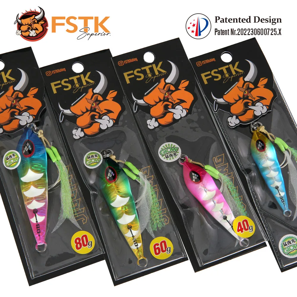 Фото Запатентованная Морская рыбалка FSTK, медленная Морская рыбалка, джиг 30g40g60g80g, приманка для забрасывания, металлическая джиг-ложка, искусстве... №5