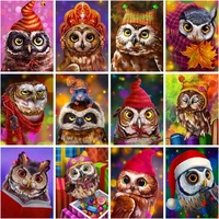 chenistory oil painting by number cute owl diy pictures by numbers animal kits hand painted paintings drawing on canvas gift hom