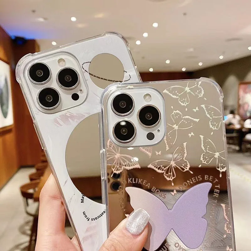 Роскошный чехол для телефона с зеркалом макияжа iPhone 13 12 11 Pro XS MAX X XR 8 7 Plus Мягкий