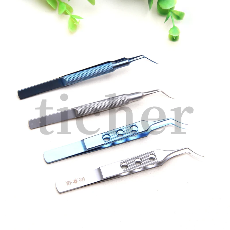 Ophthalmic Capsulorhexis Stainless 3-hole Dovetail Micro Forceps Titanium Tweezers Instruments