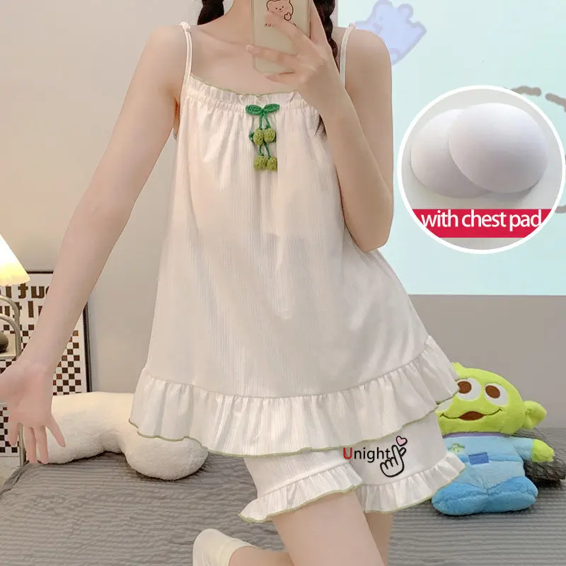 Summer Women Pyjamas Cartoon Pajamas Set Cotton Sleepwear Nightwear Pijama Mujer Shorts Sleeveless M-6XL Large Size Home Clothes