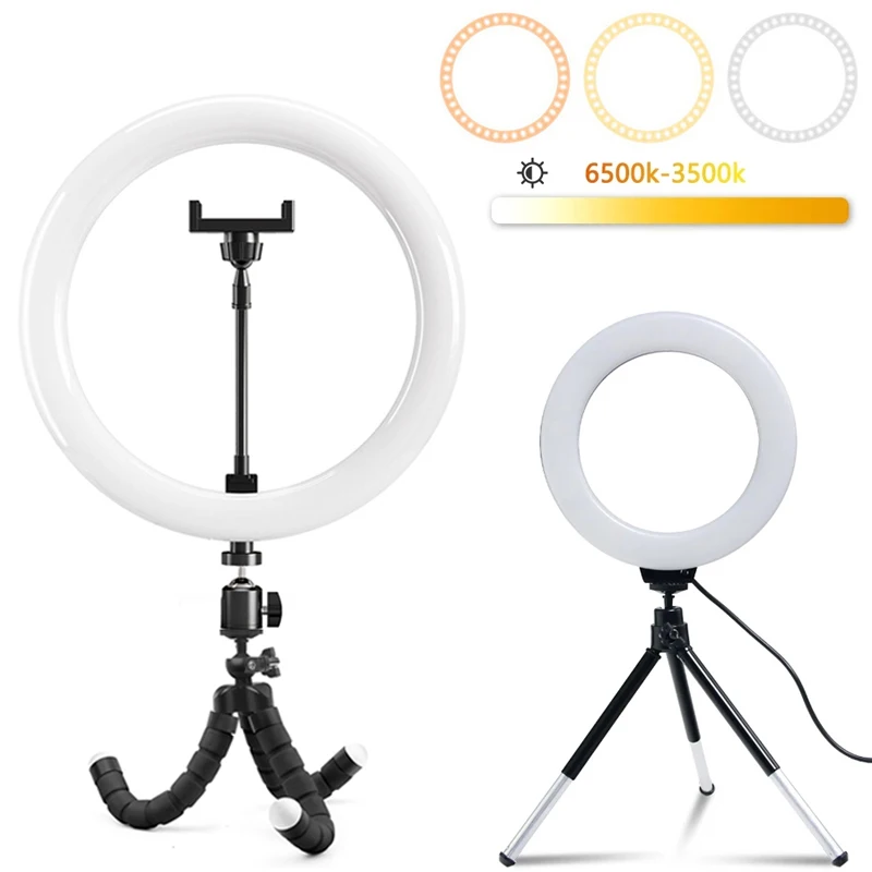 

12inch Ring Light Photography Light LED Selfie Lamp with Tripod For Phone Stand Holder Ringlight for VK Tiktok Live Video Lamp