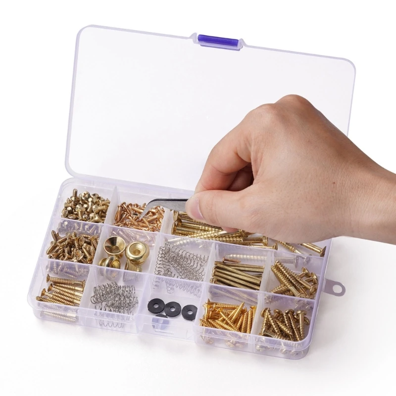 

254Pcs Guitar Screws Assortment Box Set with Springs for Guitar Bridge Pickguard