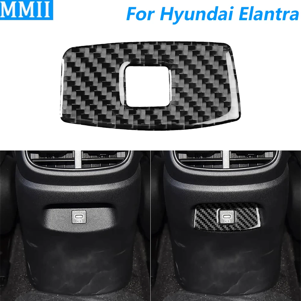 Фото Для Hyundai Elantra CN7 2021-2026: Декоративная накладка на панель заднего USB-порта для зарядки из углеродного волокна, аксессуар для автомобиля, наклейка №1
