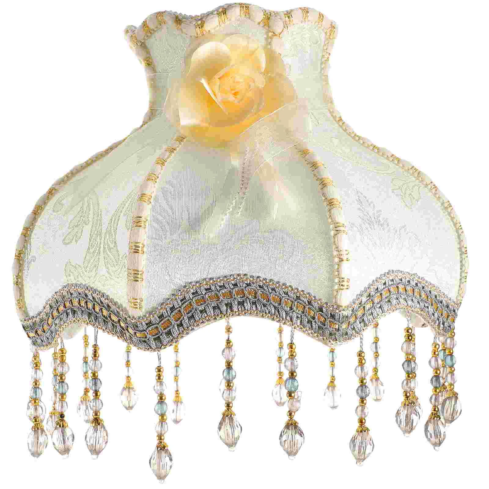 

Lamp Shade Lampshade Cover Cloth Shades Table Light Lace Vintageclip Chandelier European Replacement Tassel Bedside Scallop Wall