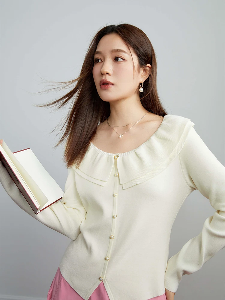 DUSHU элегантный стильный милый двухслойный облегающий свитер с воротником в виде