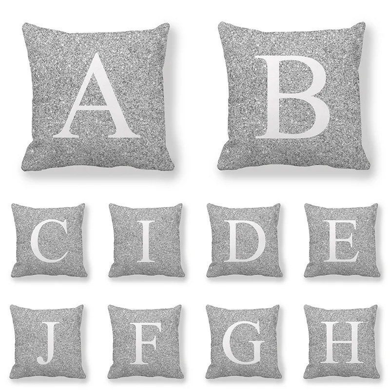 

Letter Pillow case For Sofa Nordic Alphabet Flowers Print Floral Sofa Car Pillow Cushion Cover Case Home Decor 45*45