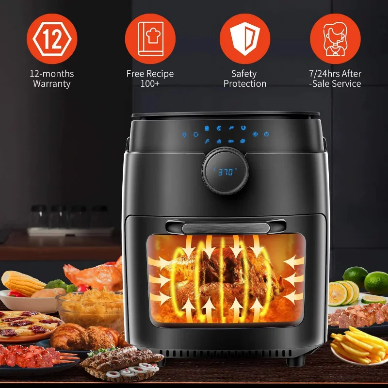 Moosoo Air Fryer, 12.7Qt Air Fryer Oven, Digital Touchscreen, Smart Preset Programs Air Fryers