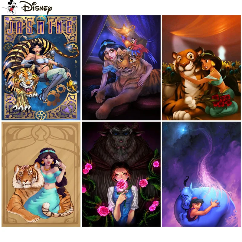 

Алмазная живопись Disney «мультяшная принцесса», полное квадратное/Круглое украшение для стен, инкрустированная смолой, вышивка, ручная вышив...