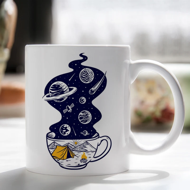 Camping Coffee Mug Tea Cup Travel Galaxy Space Universe Adventure Gifts for Camper