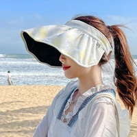 new women summer visors hat foldable sun hat wide large brim beach hats straw hat chapeau femme beach uv protection cap