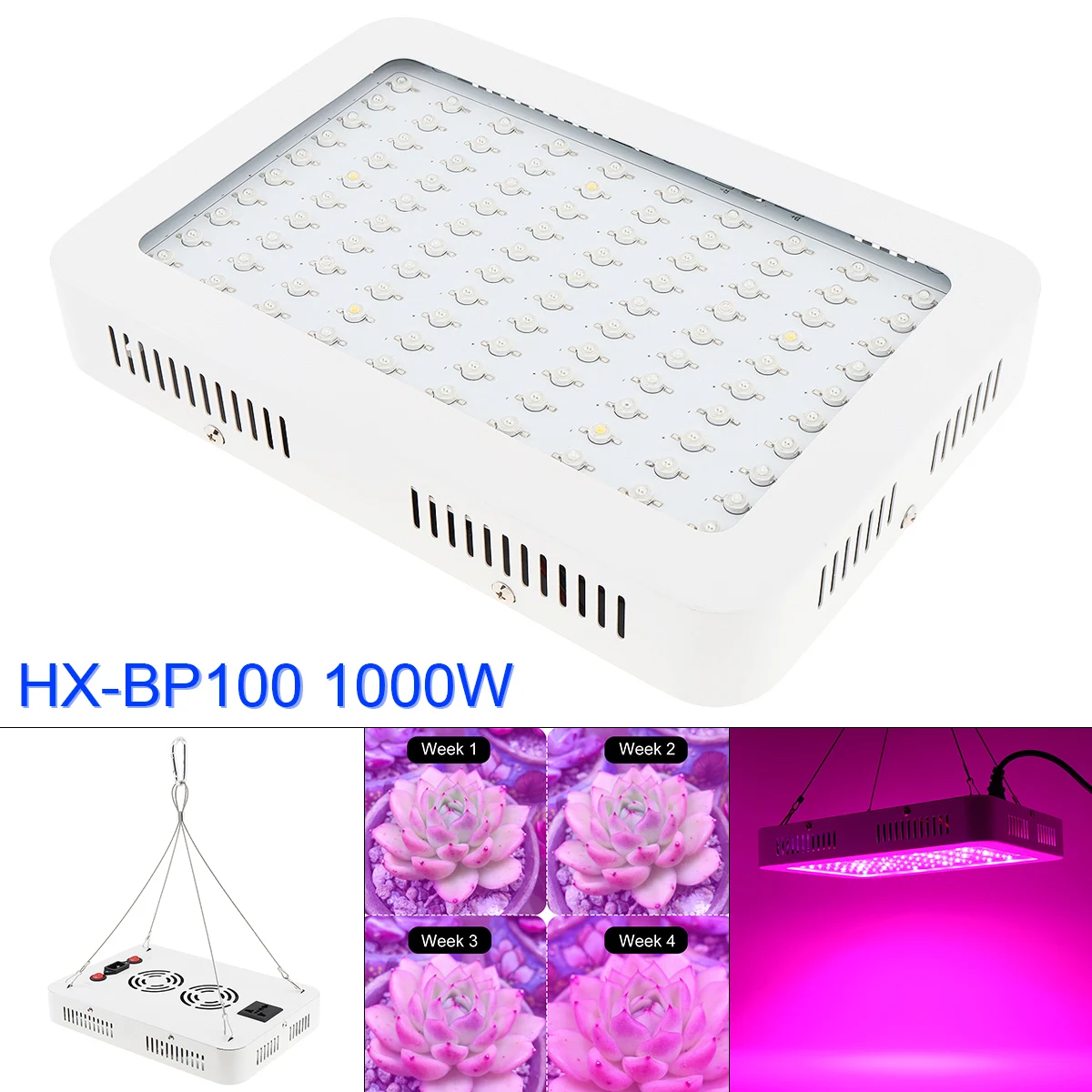 LED Plant Grow Light 1000W Full Spec-trum Plant Lamp Dual Chip with ON/Off Double Switch  for Seedling / Succulents / Blooming
