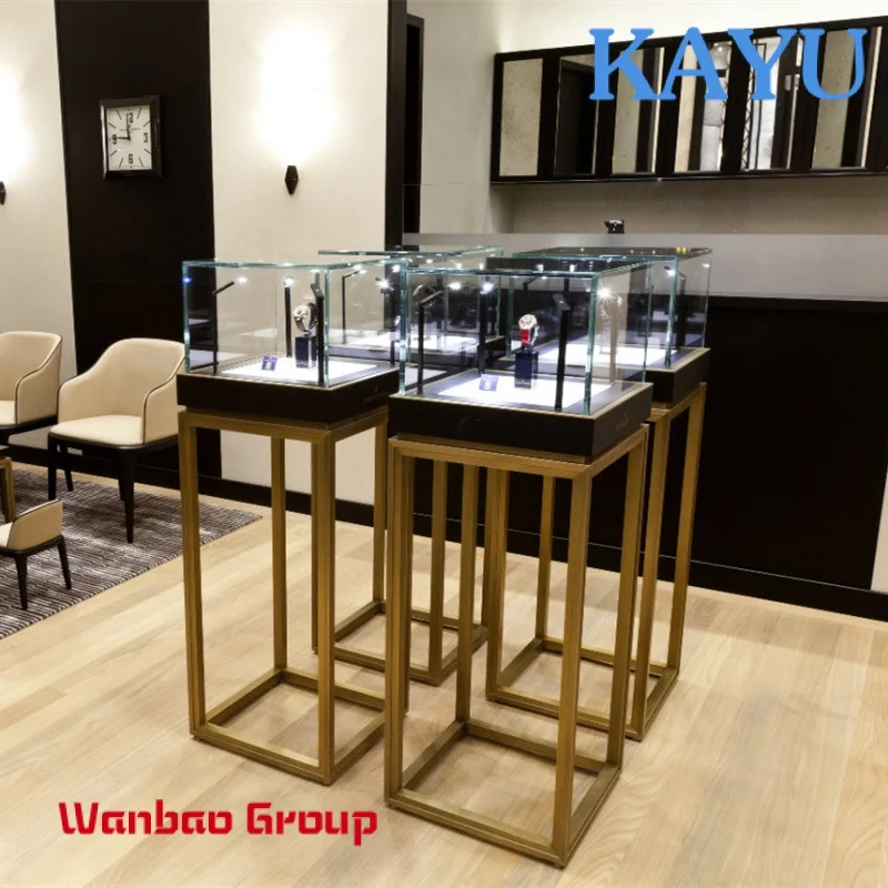 OEM/ODM manufacturer luxury museum antique display cabinet watch store counter glass display showcase jewellery stand kiosk
