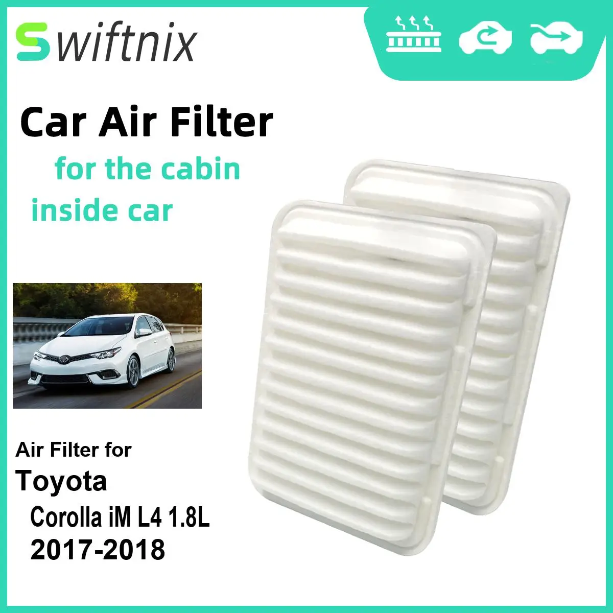Воздушный фильтр двигателя Calm Carbon Fiilter для салона Toyota Corolla iM L4 1.8L 2017-2018 CA10190 17801-0D060