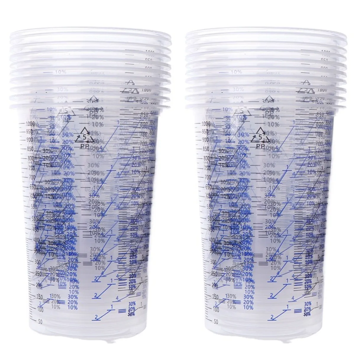 

Прозрачные калиброванные стаканчики для смешивания краски HUXUAN 1000 мл 10 шт