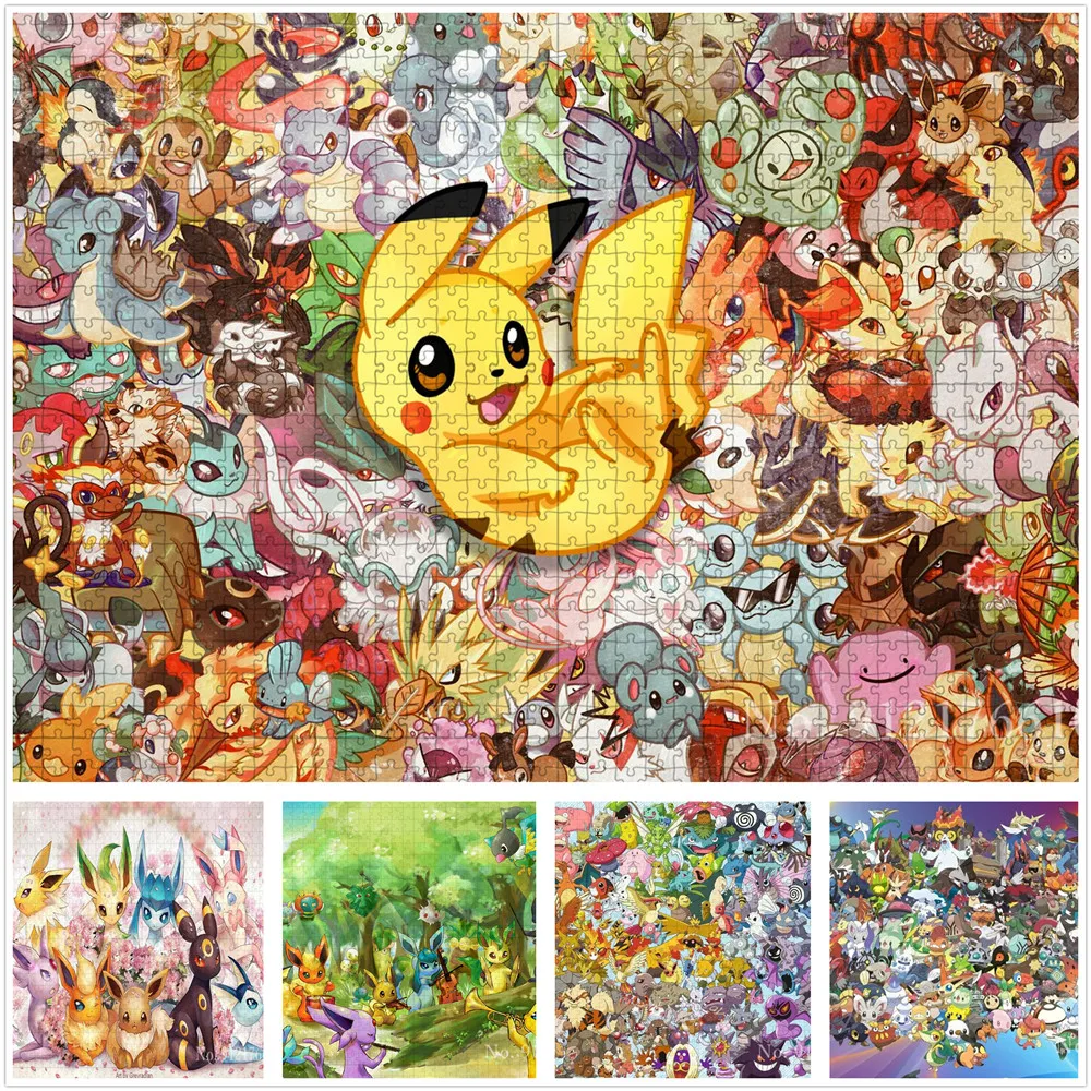 

Puzzle Pikachu 1000/500/300 Pieces Pokemon Anime Jigsaw Puzzles Toys for Children Restless Cartoon Board Games Educational Toys
