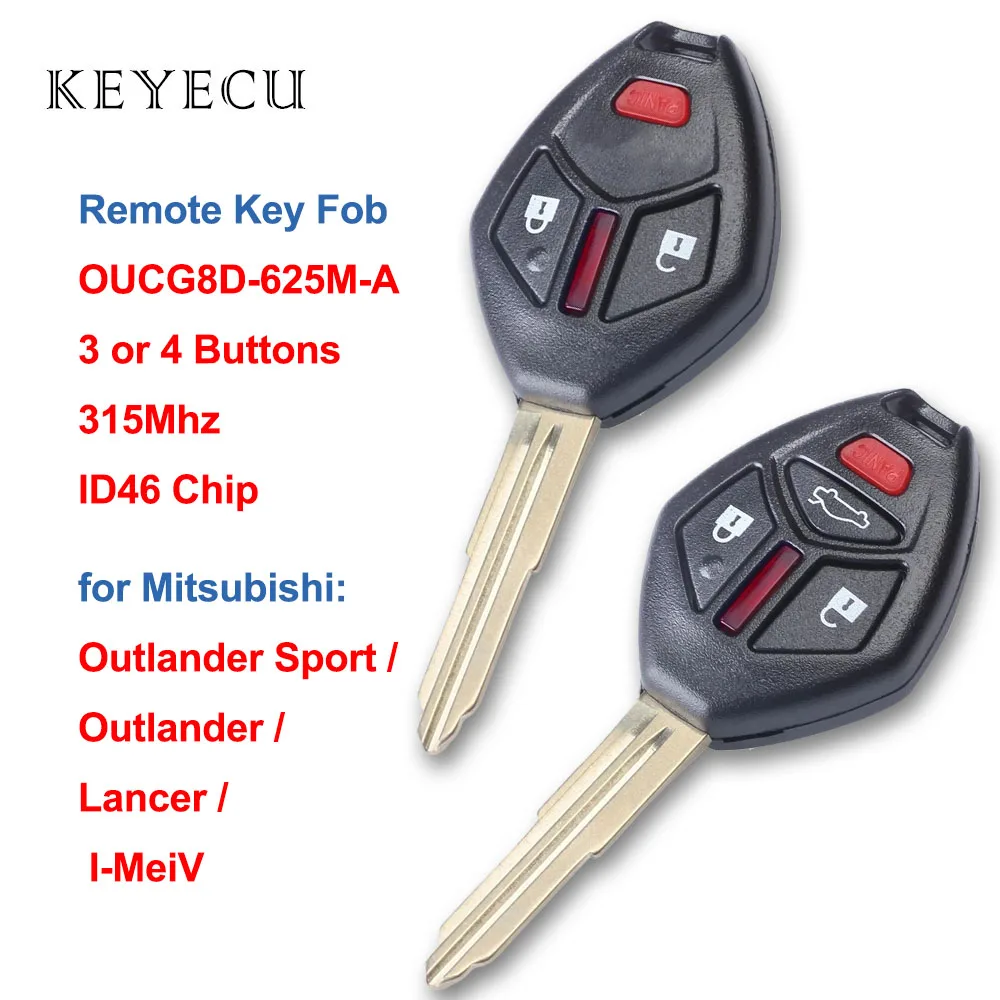 Keyecu Remote Car Key Fob 3 / 4 Buttons 315MHz ID46 Chip for Mitsubishi Outlander Sport I-MeiV Lancer FCC ID: OUCG8D-625M-A
