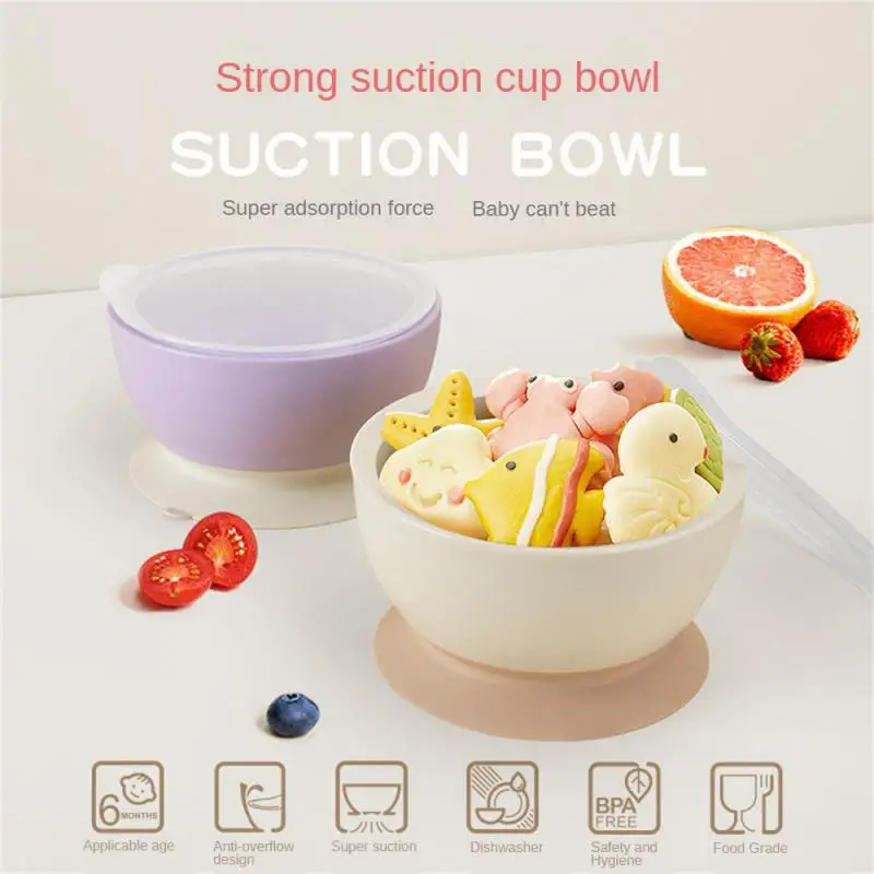 

Tableware Baby Silica Gel Feed Portable Safety Material Baby Feeding Supplies Childrens Tableware With Lid Have A Meal Baby Bowl