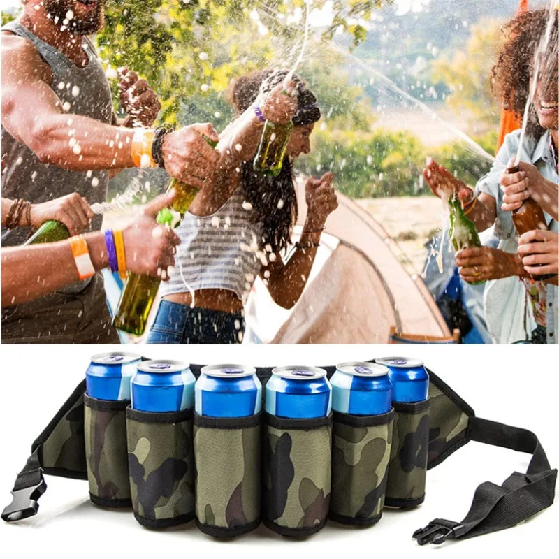 

Portable Bottle Waist Beer Belt Bag Outdoor Climbing Camping Hiking Holster Wine Bottles Beverage Can Holder Hanging Organizer