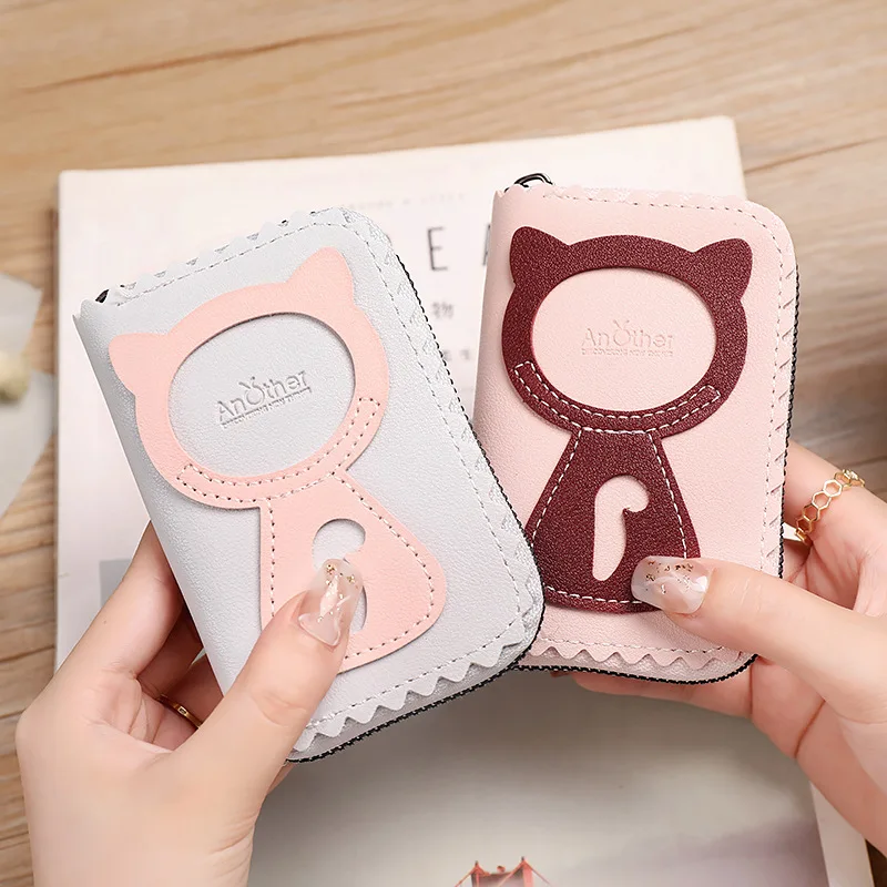 

MONNET CAUTHY New Arrival Bank Card Holder Cute PU Multi-card Slot Zipper Coin Pouch Black Blue Purple Pink Credit Card Holder