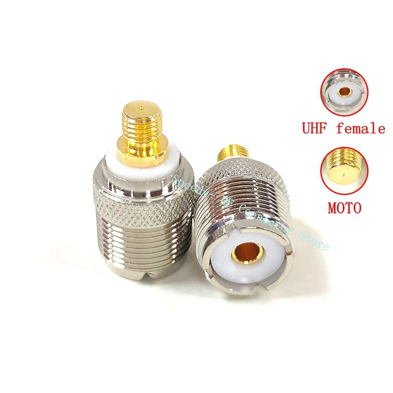

1Pcs SL16 UHF PL259 SO239 Female Jack To Motorola Flat Test Connector Socket Brass Straight UHF To MOTO Coaxial RF Adapters