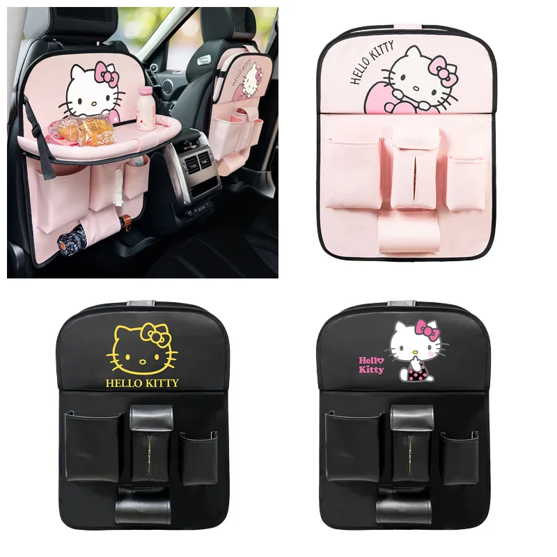 

Милый мультяшный складной стол для автомобиля Hello Kitty Kawaii, искусственная кожа, аксессуары для автомобиля, подарки