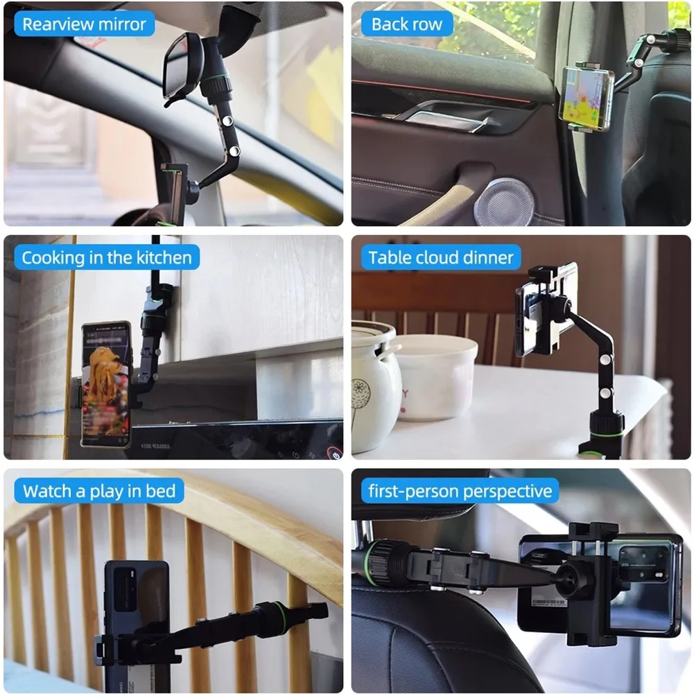 

Car Rearview Mirror Mount Phone Holder Adjustable 360 Degrees Rotating Stand For IPhone GPS Seat Smartphone