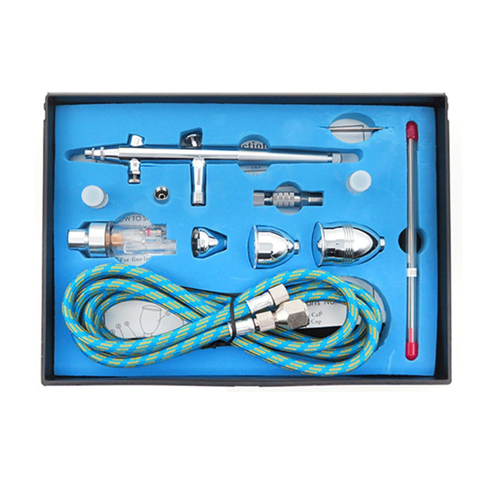 

0.2mm/0.3mm/0.5mm Needle Nozzle Gravity Feed Dual-action Airbrush Kit Set Spray Gun with 9cc Fluid Cup for Model Coloring