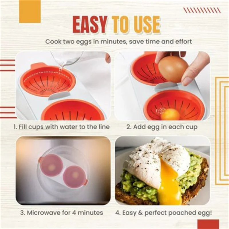Microwave Egg Poacher Food Grade Cookware Double Cup Egg Boiler Kitchen Steamed Egg Set Microwave Ovens Cooking Tools images - 6