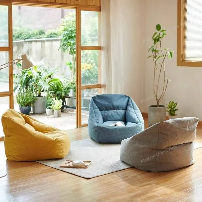 Фото Европейский желтый диван-мешок Lazy Bean Bag, синий классический мягкий современный диван-мешок Lazy Bean Bag для гостиной, мебель Perezoso Divano для дома №1