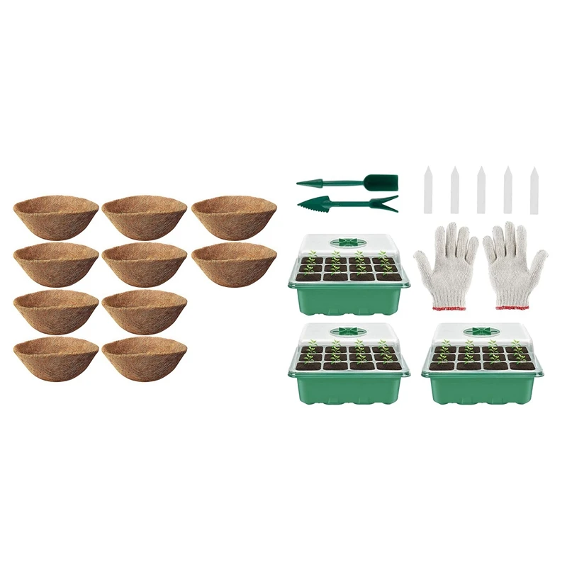 

12 ячеек лоток для семени с регулируемыми вентиляционными отверстиями и подвесными корзинами для кокосового волокна, кокосовое волокно