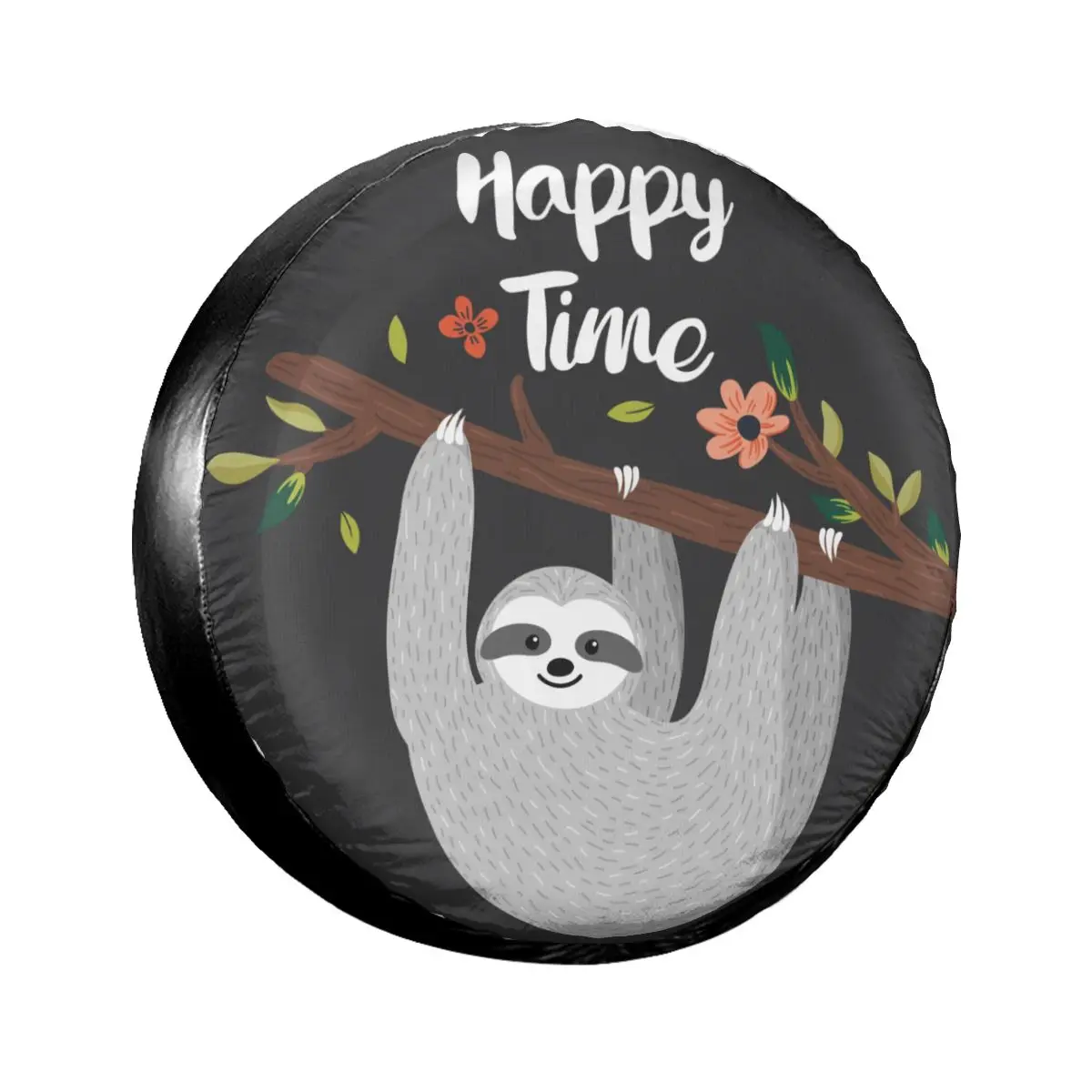 

Spare Wheel Tire Cover Case Pouch Protector Funny Sloth Hanging On The Tree With Happy Time Car Tyres for Jeep Hummer