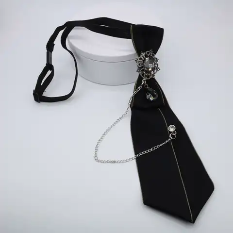 Мужской и женский черный галстук-бабочка в стиле стимпанк, готический галстук, металлическая цепочка, Ювелирное Украшение с кристаллами, ре...