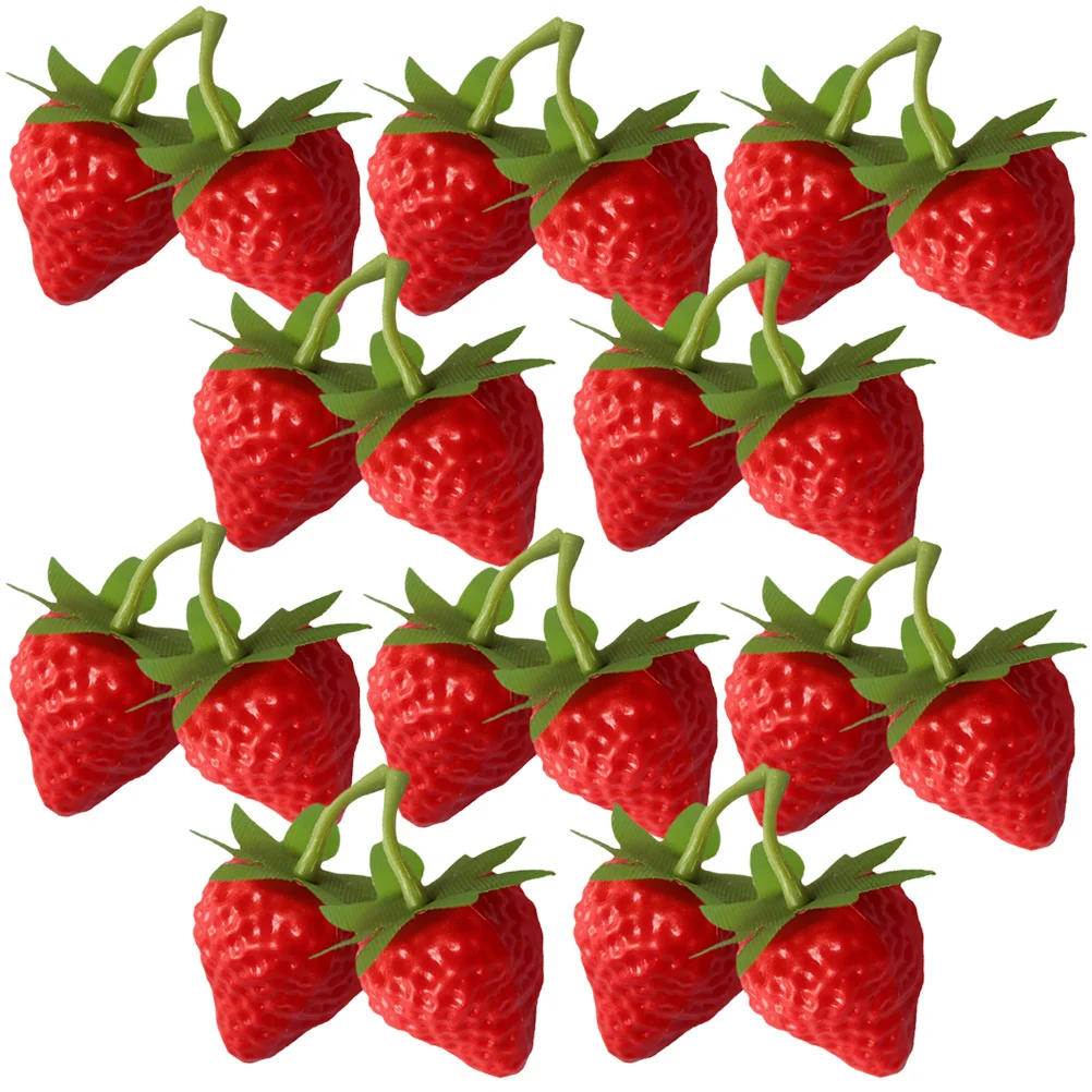 

50 Pcs Faux Strawberries Simulated Strawberry Fake Fruit Chic Covered Artificial Model Decoration Plastic Child
