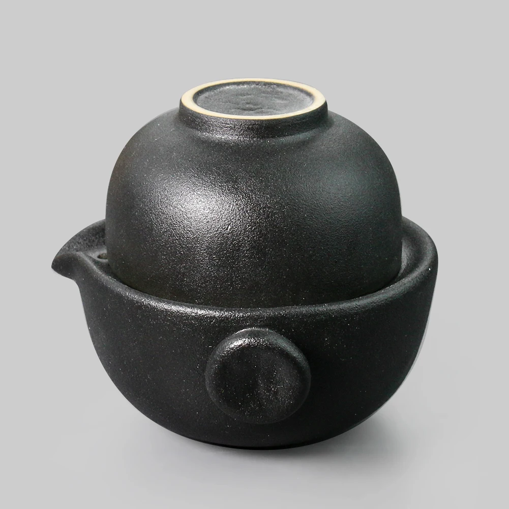 

Черный керамический чайник с фильтром и чайная чашка Gaiwan, китайский дорожный чайный набор кунг-фу для чайной церемонии, портативная посуда ...