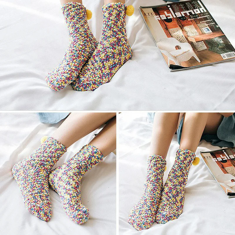 

Милые смешные носки в стиле Харадзюку, напольные аксессуары для одежды, красочные женские носки для девочек, пушистые теплые зимние детские...