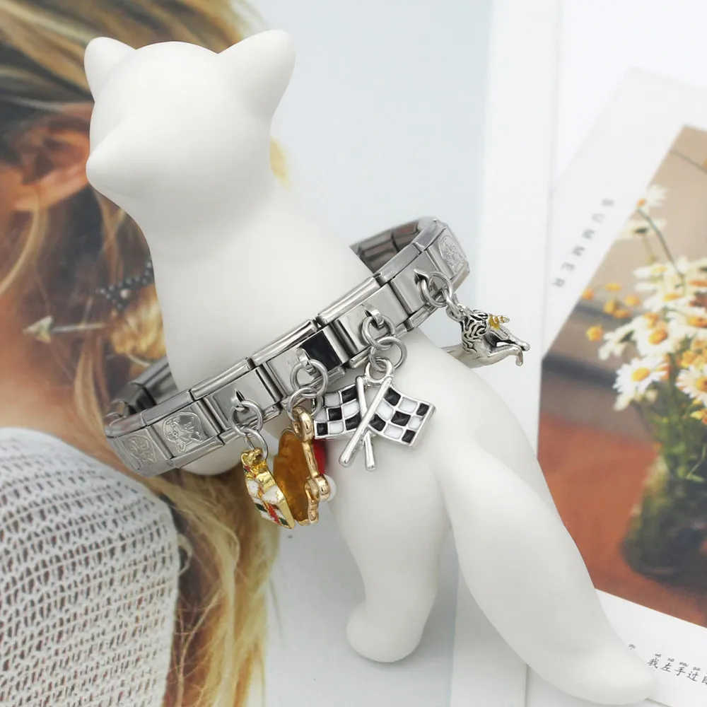 Фото Hapiship 9mm Width Original Daisy Unicorn Angel Cup Santa Claus Italian Charm Fit Bracelet Stainless Steel Jewelry Making DJ50 №2