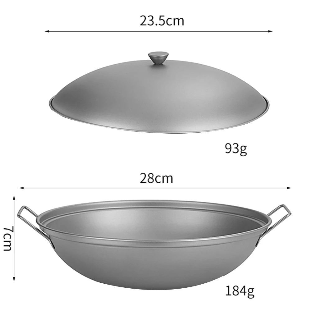 Титановая сковорода вок с крышкой индукционная плита двойной ручкой уличная для