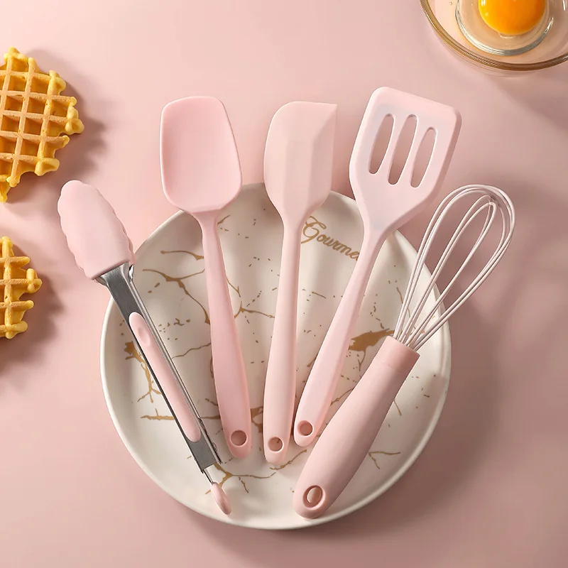 

5PCS Kitchen Cooking Tool Sets Silicone Kitchenware Utensil Set High Temperature Resistant Non-stick Spatula for Scraping Sets