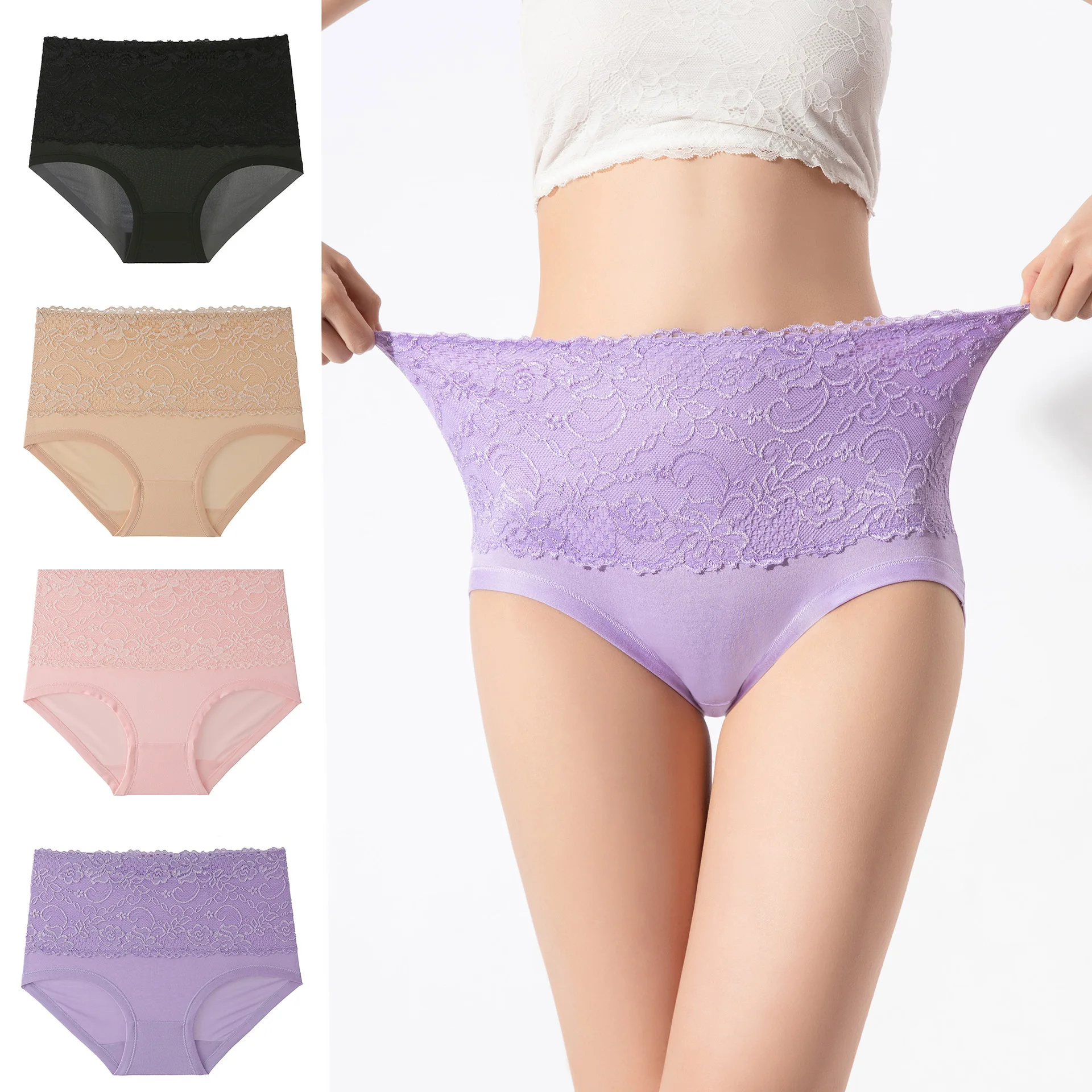 

M-6XL Women's High Wasit Panties Lace Plus Size Pants Seamless Briefs Female Underwear Sexy Lingerie Comfort Knickers трусы женс